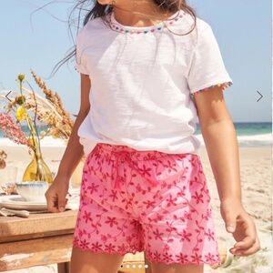 Mini Boden Broderie Shorts Bright Petal Pink 7 years
